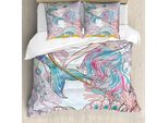 Abakuhaus Set Copripiumino Con Caricatura Per Letti Matrimoniali, Conchiglia Della Mitologia Greca, Antiacaro Adatto A Chi Soffre Di Allergie Con Federe, Rosa Blu