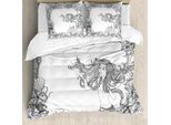 Abakuhaus Copripiumino Sirena, Conchiglie Mermaid Myth, Antiacaro Adatto A Chi Soffre Di Allergie Con Federe, 200 Cm X 200 Cm - 80 X 80 Cm, Grigio Bianco