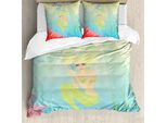 Abakuhaus Copripiumino Mermaid, Insolito Mermaid Shell, Antiacaro, Adatto A Chi Soffre Di Allergie, Con Federe, 200 Cm X 200 Cm - 80 X 80 Cm, Coral Blue
