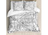 Abakuhaus Copripiumino Sirena, Surreal Little Mermaid, Antiacaro, Adatto A Chi Soffre Di Allergie, Con Federe, 155 Cm X 220 Cm - 80 X 80 Cm, Grigio Bianco