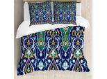 Abakuhaus Copripiumino Marocchino, Hippie Tribals, Antiacaro, Adatto A Chi Soffre Di Allergie, Con Federe, 200 Cm X 200 Cm - 80 X 80 Cm, Blu Senape