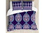 Abakuhaus Set Copripiumino Marocchino Per Letti Matrimoniali, Design Orientale Mistico, Antiacaro, Adatto A Chi Soffre Di Allergie, Con Federe, Blu Reale Verde Acqua