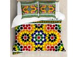 Abakuhaus Set Copripiumino Orientale Per Letti Matrimoniali, Vivace Motivo Africano, Antiacaro, Adatto A Chi Soffre Di Allergie, Con Federe, Giallo Verde