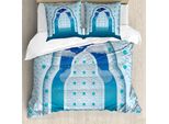 Abakuhaus Copripiumino Marocchino, Segni Nella Notte, Antiacaro, Adatto A Chi Soffre Di Allergie, Con Federe, 200 Cm X 200 Cm - 80 X 80 Cm, Blu Navy