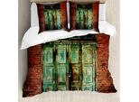 Abakuhaus Copripiumino Rustico, Vecchia Porta Retrò Arrugginita, Antiacaro, Adatto A Chi Soffre Di Allergie, Con Federe, 155 Cm X 220 Cm - 80 X 80 Cm, Verde