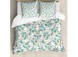 Abakuhaus Copripiumino Con Motivi Floreali, Fiori Primaverili Giapponesi, Antiacaro, Adatto A Chi Soffre Di Allergie, Con Federe, 200 Cm X 200 Cm - 80 X 80 Cm, Rosa-Verde