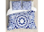 Abakuhaus Set Copripiumino Arabeske Per Letti Matrimoniali, Stile Boho Etnico Orientale, Antiacaro, Adatto A Chi Soffre Di Allergie, Con Federe, Blu