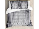 Abakuhaus Copripiumino Industriale, Pannelli Futuristici, Antiacaro, Adatto A Chi Soffre Di Allergie, Con Federe, 155 Cm X 220 Cm - 80 X 80 Cm, Grigio E Bianco