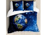 Abakuhaus Copripiumino, Sistema Solare Del Pianeta Terra, Antiacaro, Adatto A Chi Soffre Di Allergie, Con Federe, 155 Cm X 220 Cm - 80 X 80 Cm, Blu Verde