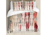 Abakuhaus Anatomia Umana Copripiumino, Anatomia Del Corpo Umano, Antiacaro Adatto A Chi Soffre Di Allergie Con Federe, 155 Cm X 220 Cm - 80 X 80 Cm, Rubino-Crema