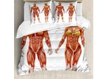 Abakuhaus Anatomia Umana Copripiumino, Corpo Umano Maschile, Antiacaro Adatto A Chi Soffre Di Allergie Con Federe, 155 Cm X 220 Cm - 80 X 80 Cm, Corallo