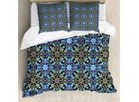 Abakuhaus Copripiumino Marocchino, Motivo Orientale, Antiacaro, Adatto A Chi Soffre Di Allergie, Con Federe, 200 Cm X 200 Cm - 80 X 80 Cm, Blu Reale