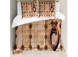 Abakuhaus Copripiumino Rustico, Rusty Spanish Entrance, Antiacaro, Adatto A Chi Soffre Di Allergie, Con Federe, 200 Cm X 200 Cm - 80 X 80 Cm, Marrone Chiaro