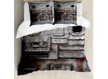 Abakuhaus Copripiumino Industriale, Rusty Grunge Retro, Antiacaro, Adatto A Chi Soffre Di Allergie, Con Federe, 155 Cm X 220 Cm - 80 X 80 Cm, Taupe Scuro