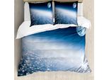 Abakuhaus Copripiumino, Pianeta Terra E Luna, Antiacaro, Adatto A Chi Soffre Di Allergie, Con Federe, 155 Cm X 220 Cm - 80 X 80 Cm, Azzurro