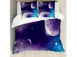 Abakuhaus Copripiumino, Paesaggio Starry Night Sky, Antiacaro, Adatto A Chi Soffre Di Allergie, Con Federe, 200 Cm X 200 Cm - 80 X 80 Cm, Blu Lilla