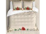 Abakuhaus Copripiumino Shabby Flora, Vintage Love Rose Rosse, Antiacaro, Adatto A Chi Soffre Di Allergie, Con Federe, 155 Cm X 220 Cm - 80 X 80 Cm, Beige Verde