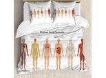 Abakuhaus Anatomia Umana Copripiumino, Sistema Scheletrico, Antiacaro, Adatto A Chi Soffre Di Allergie, Con Federe, 155 Cm X 220 Cm - 80 X 80 Cm, Multicolore
