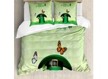 Abakuhaus Set Copripiumino Con Caricatura Per Letti Matrimoniali, Fascino Irlandese, Antiacaro, Adatto A Chi Soffre Di Allergie, Con Federe, Verde Chiaro