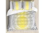 Set Copripiumino Abakuhaus Mandala Per Letti Matrimoniali, Stile Etnico Con Cerchi Sfumati, Antiacaro E Anallergico, Con Federe, Giallo E Grigio Chiaro