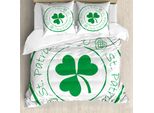 Abakuhaus Set Copripiumino Festivo Per Letti Matrimoniali, Trifoglio Irlandese, Antiacaro, Adatto A Chi Soffre Di Allergie, Con Federe, Bianco E Verde
