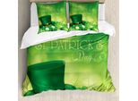 Abakuhaus Copripiumino Verde, Shamrock Felice, Antiacaro, Adatto A Chi Soffre Di Allergie, Con Federe, 155 Cm X 220 Cm - 80 X 80 Cm, Verde