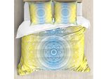 Abakuhaus Copripiumino Blu E Giallo, Mandala Blu Sfumato, Antiacaro, Adatto A Chi Soffre Di Allergie, Con Federe, 155 Cm X 220 Cm - 80 X 80 Cm, Blu Giallo