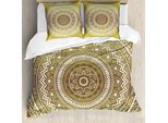 Abakuhaus Copripiumino Mandala, Ombre Mandala-Blume, Antiacaro, Adatto A Chi Soffre Di Allergie, Con Federe, 155 Cm X 220 Cm - 80 X 80 Cm, Senape E Bianco