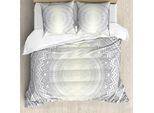Abakuhaus Copripiumino Grigio E Bianco, Boho Ombre Retro, Antiacaro E Anallergico, Con Federe, 155 Cm X 220 Cm - 80 X 80 Cm, Grigio Bianco