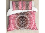 Abakuhaus Set Copripiumino Rosa E Bianco Per Letti Matrimoniali, Zen Shadow Etnico, Antiacaro, Adatto A Chi Soffre Di Allergie, Con Federe, Rosa Bianco