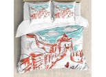Abakuhaus Copripiumino Landschaft, Sketch Chinese, Antiacaro, Adatto A Chi Soffre Di Allergie, Con Federe, 155 Cm X 220 Cm - 80 X 80 Cm, Aqua Rubin