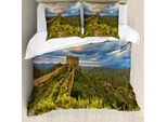 Abakuhaus Copripiumino Asiatico, Meraviglie Del Mondo, Antiacaro, Adatto A Chi Soffre Di Allergie, Con Federe, 155 Cm X 220 Cm - 80 X 80 Cm, Verde Blu
