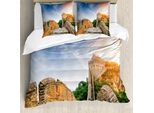 Abakuhaus Set Copripiumino Per Letti Matrimoniali, Monumental Cliffs, Antiacaro, Adatto A Chi Soffre Di Allergie, Con Federe, Grigio Blu