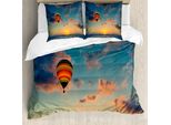 Abakuhaus Copripiumino Tramonto, Skyline Orizzonte Sul Mare, Antiacaro Adatto A Chi Soffre Di Allergie Con Federe, 155 Cm X 220 Cm - 80 X 80 Cm, Blu Giallo