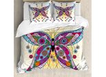 Abakuhaus Copripiumino Butterfly, Fiori Primaverili E Farfalle, Antiacaro, Adatto A Chi Soffre Di Allergie, Con Federe, 155 Cm X 220 Cm - 80 X 80 Cm, Multicolore