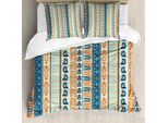 Abakuhaus Set Copripiumino Tribale Per Letti Matrimoniali, Motivi Etnici Vintage, Antiacaro, Adatto A Chi Soffre Di Allergie, Con Federe, Blu