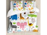 Abakuhaus Copripiumino Per Animali, Safari Giraffa Elefante, Antiacaro, Adatto A Chi Soffre Di Allergie, Con Federe, 200 Cm X 200 Cm - 80 X 80 Cm, Multicolore