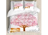 Abakuhaus Copripiumino Naturale, Ciliegio In Fiore, Antiacaro, Adatto A Chi Soffre Di Allergie, Con Federe, 155 Cm X 220 Cm - 80 X 80 Cm, Rosa Marrone