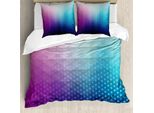 Abakuhaus Copripiumino Astratto, Triangolo Frattale Geometrico, Antiacaro, Adatto A Chi Soffre Di Allergie, Con Federe, 200 Cm X 200 Cm - 80 X 80 Cm, Rosa E Blu