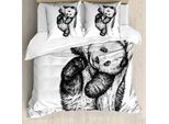 Abakuhaus Copripiumino Per Animali Domestici, Piccolo Panda, Antiacaro, Adatto A Chi Soffre Di Allergie, Con Federe, 200 Cm X 200 Cm - 80 X 80 Cm, Bianco E Nero