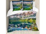 Abakuhaus Copripiumino Naturale, Alpi Austriache, Antiacaro, Adatto A Chi Soffre Di Allergie, Con Federe, 200 Cm X 200 Cm - 80 X 80 Cm, Verde Blu