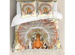 Abakuhaus Copripiumino Stammes, Safari Wild Tiger, Antiacaro, Adatto A Chi Soffre Di Allergie, Con Federe, 155 Cm X 220 Cm - 80 X 80 Cm, Arancione Pesca