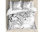 Abakuhaus Copripiumino Naturale, Twiggy Rami D'albero, Antiacaro, Adatto A Chi Soffre Di Allergie, Con Federe, 200 Cm X 200 Cm - 80 X 80 Cm, Bianco E Nero