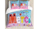 Abakuhaus Copripiumino Francese, Parole Francesi Con Cuori, Antiacaro, Adatto A Chi Soffre Di Allergie, Con Federe, 155 Cm X 220 Cm - 80 X 80 Cm, Multicolore