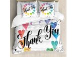 Abakuhaus Romantico Copripiumino, Grazie Mille, Parole Colorate, Antiacaro, Adatto A Chi Soffre Di Allergie, Con Federe, 155 Cm X 220 Cm - 80 X 80 Cm, Multicolore