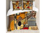 Abakuhaus Copripiumino Musicale, Chitarra Geometrica Funky, Antiacaro, Adatto A Chi Soffre Di Allergie, Con Federe, 200 Cm X 200 Cm - 80 X 80 Cm, Multicolore