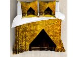 Abakuhaus Copripiumino Autunnale, Vacanza In Agriturismo A Espe, Antiacaro, Adatto A Chi Soffre Di Allergie, Con Federe, 200 Cm X 200 Cm - 80 X 80 Cm, Marrone Giallo