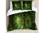 Abakuhaus Copripiumino Naturale, Alberi Della Giungla Tropicale, Antiacaro, Adatto A Chi Soffre Di Allergie, Con Federe, 155 Cm X 220 Cm - 80 X 80 Cm, Verde