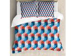 Abakuhaus Copripiumino Fractal, Mosaico Geometrico Artistico, Antiacaro, Adatto A Chi Soffre Di Allergie, Con Federe, 155 Cm X 220 Cm - 80 X 80 Cm, Blu Rosso