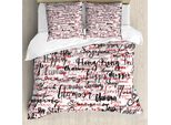 Abakuhaus Copripiumino Moderno, Parole Alla Moda, Antiacaro, Adatto A Chi Soffre Di Allergie, Con Federe, 155 Cm X 220 Cm - 80 X 80 Cm, Rosso, Nero E Bianco